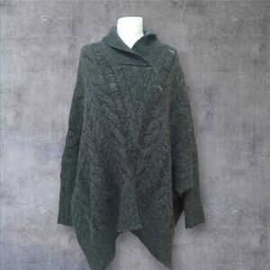 All Saints Gray Cable Knit Poncho